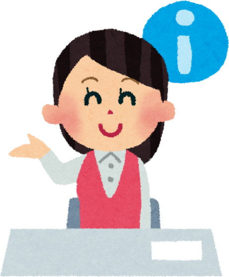 Illustration of a Smiling Female Information Center Attendant